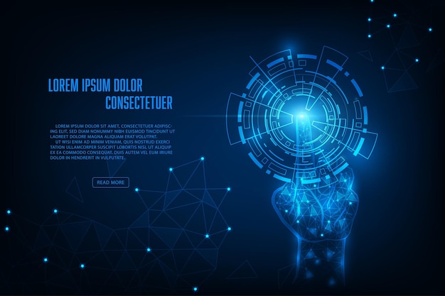 vector technology shand touch tech circle access biometric identification concept with fingerprints