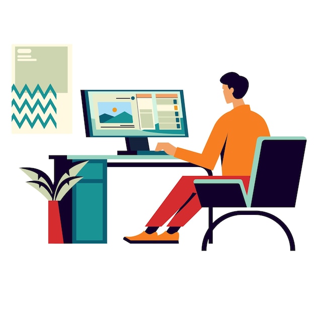 vector telecommuting concept illustration