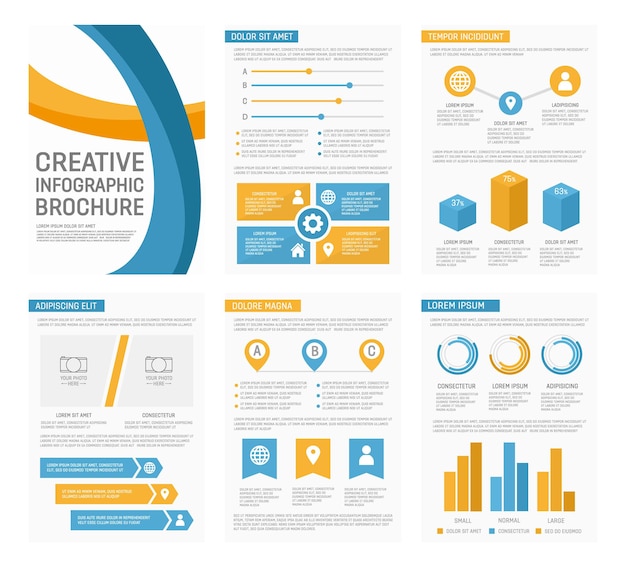 vector template for multipurpose presentation slides with graphs and charts infographic elements