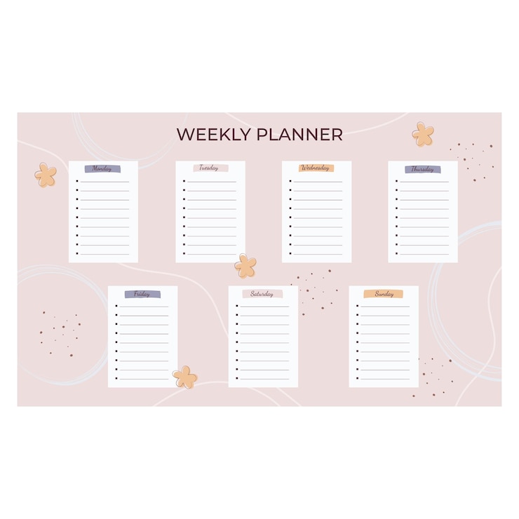 Vektör vector template of weekly planner pastel colors