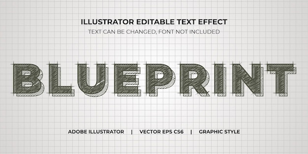 vector text effect illustrator graphic style blueprint pencil sketch