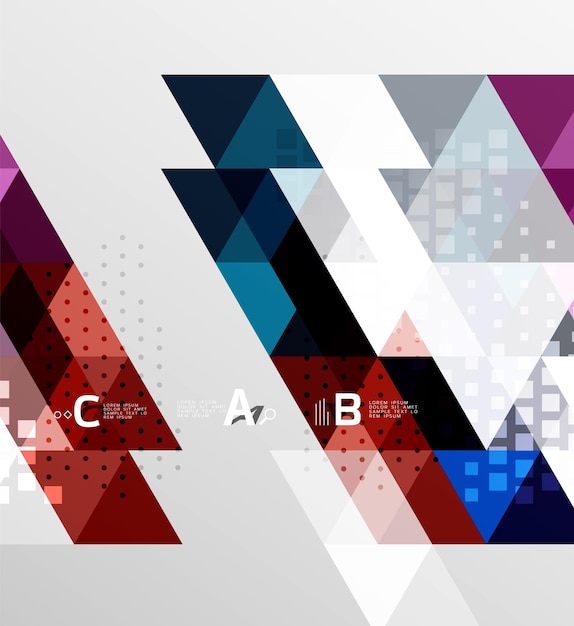 Vector triangle banner colorful geometric shapes with option infographic minimalistic design