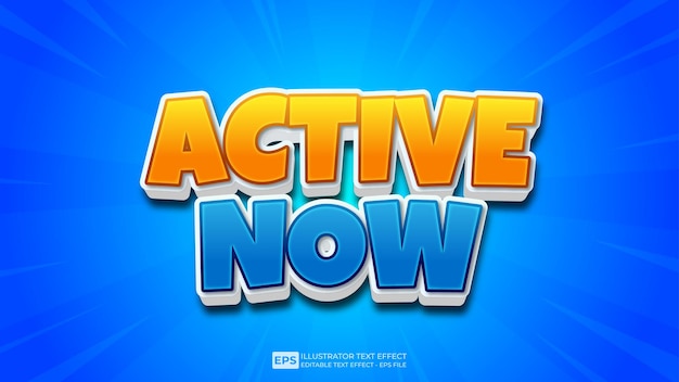 vector vector 3d text active now editable text effect font