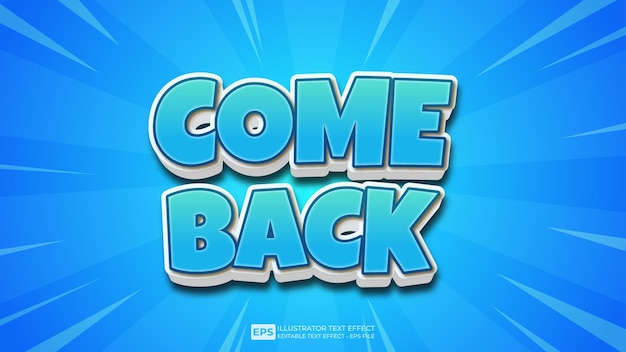 vector vector 3d text come back editable text effect font.