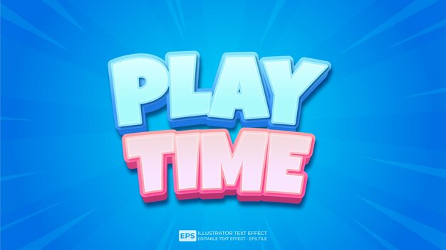 Vector vector 3d text play time editable text effect font