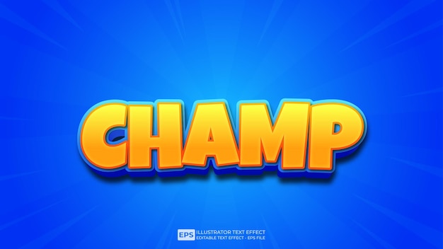 vector vector vector 3d text editable text effect champ