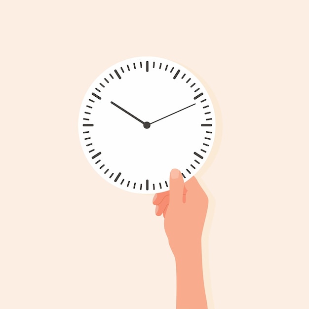 Vector watch in the hand. Concept of plan deadline and time management. Business control strategy