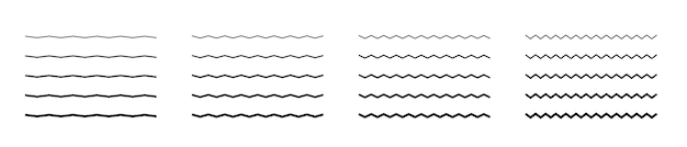 Vector water waves Set of wavy zigzag lines