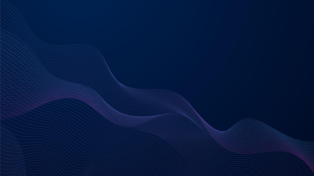 Vector wave lines flowing dynamic colorful blue pink isolated on black background for concept of AI technology digital communication science music