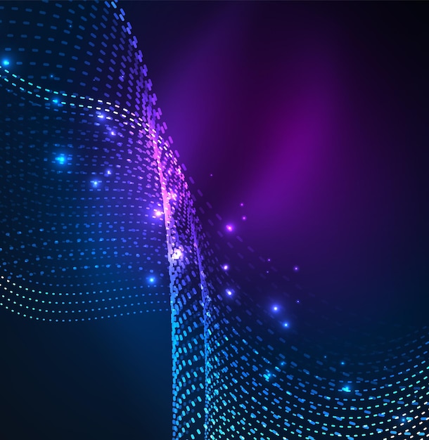 vector wave particles background 3d illuminated digital wave of glowing particles futuristic and technology vector illustration hud modern element