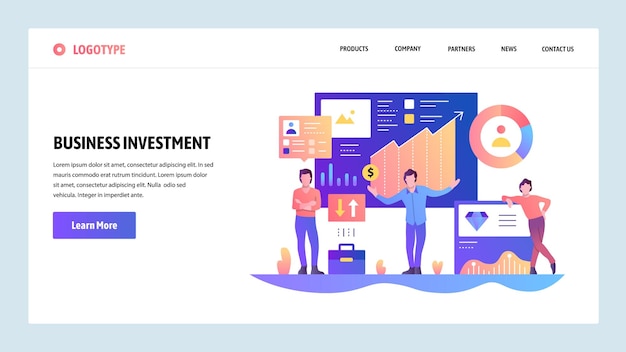 Vector web site design template Finance business and money investment Landing page concepts for website and mobile development Modern flat illustration