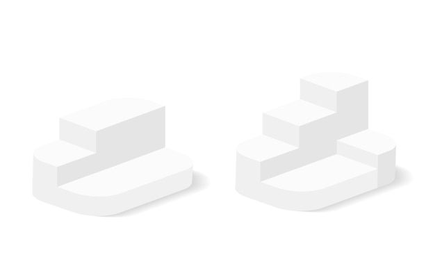 Vector White 3d podium mockup empty stage or pedestal platform for award ceremony and product presentation design