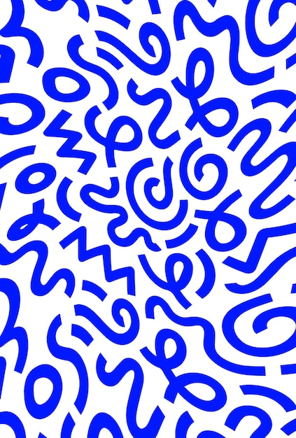 Vector white background with a handdrawn blue doodle line pattern