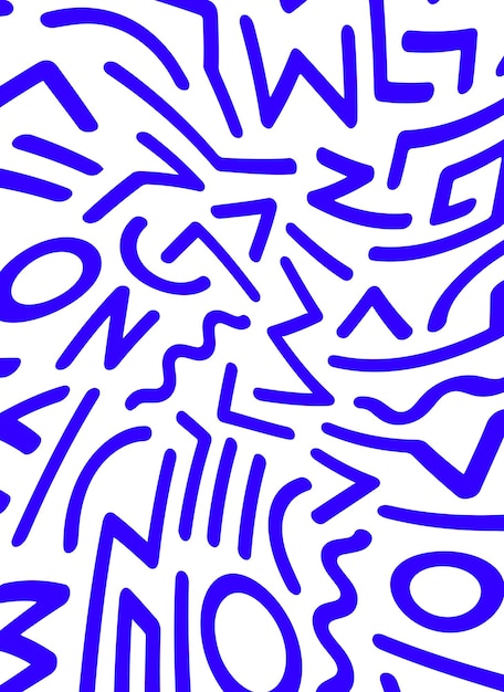 Vector white background with a handdrawn blue doodle line pattern