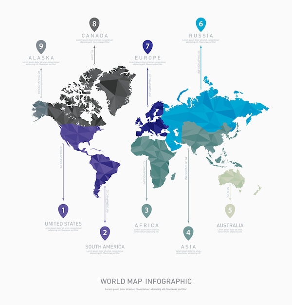 vector world map geometric infographics