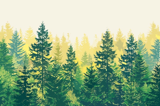 vectorized forest tree line using many types of green tree