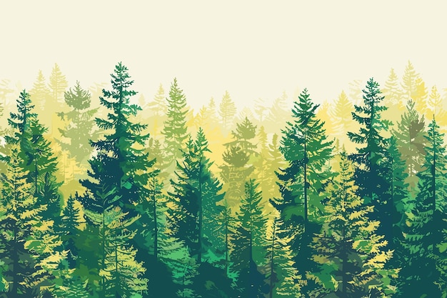 vectorized forest tree line using many types of green tree