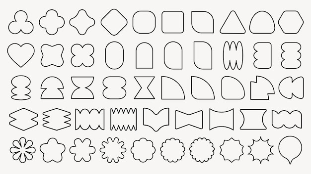 Vectors A collection of abstract shapes featuring various geometric forms Shapes include circles triangles and squares Abstract shapes in diverse patterns Black shapes vector set