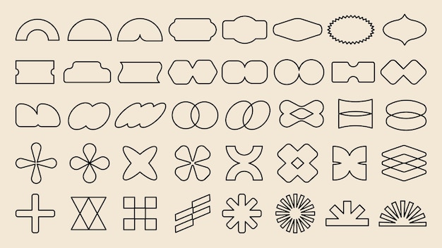 Vectors Collection of abstract shapes abstract designs and abstract patterns Geometric shapes abstract forms and abstract outlines on a beige background Black shapes vector set