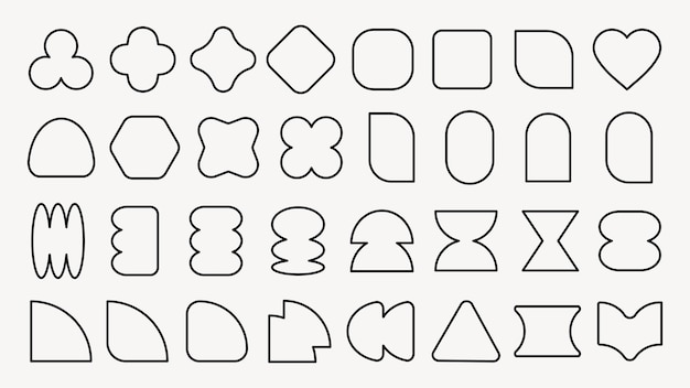 Vectors Collection of abstract shapes featuring various geometric forms Shapes include circles squares and triangles Abstract shapes for design projects Black shapes vector set