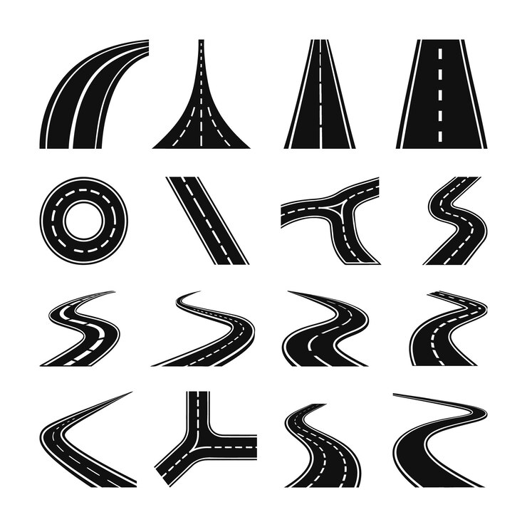 Vektor vej svg-pakke vej vektor clipart silhuet motorvej silhuet bøjning svg-gade svg