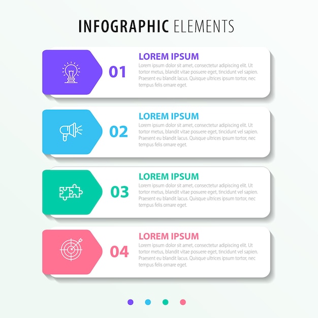 Vektör 4 adımlı düz iş infografik şablonu
