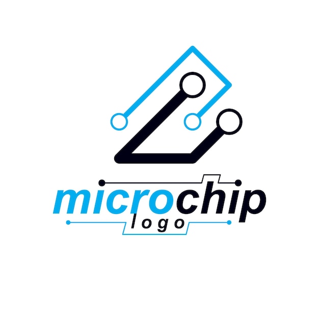 Vektor abstrakt teknologi printkort. Højteknologisk digitalt skema over elektronisk enhed. Teknologi mikrochip logo.