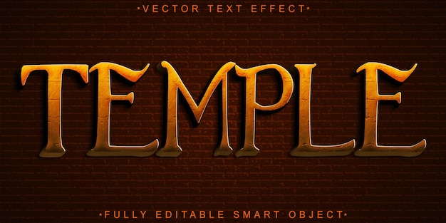 Vektor av historiskt tempel, fullständigt redigerbar smart objekt-texteffekt