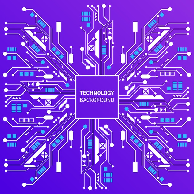 Vektor baggrund med ramme af teknologi koncept Minimal linjer tekstur med abstrakte computer mikrochips eller elektroniske kredsløb mønster Hitech digital kommunikation big data tapet koncept