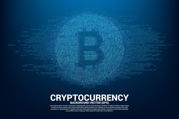 Vektor Bit coin-symbol med et og nul binær kode ciffermatrixstil.