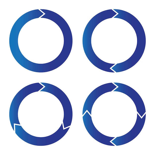 Vektor cirkulär pilcykel Blå diagram eller återvinningsikon Grafisk symbol för cyklisk anslutning Stock Photo