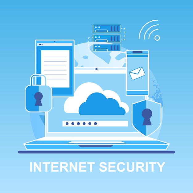 Vektör Düz Afiş İnternet Güvenliği Kişisel.