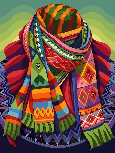 Vektor grafik illustration EPS kildefilformat tabsfri skalering ikon design af peruviansk uldhalstørklæde