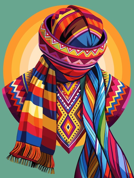Vektor grafik illustration EPS kildefilformat tabsfri skalering ikon design af peruviansk uldhalstørklæde