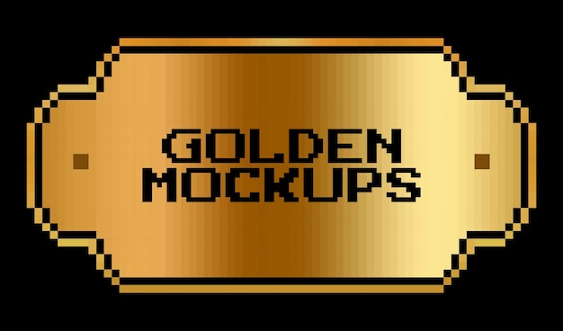 Vektör illüstrasyonlarda oyun kaynakları için 8 bit piksel altın çerçeve kenarlık metin altın