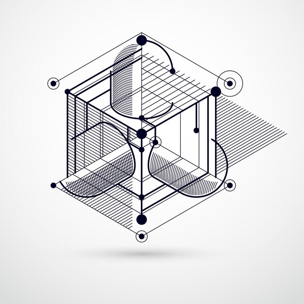 Vektor industriel og teknisk sort og hvid baggrund, fremtidig teknisk plan. Moderne geometrisk komposition kan bruges som skabelon og layout.