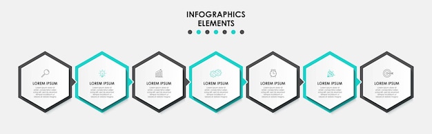 Vektor Infographic design business template med ikoner och 7 alternativ eller steg