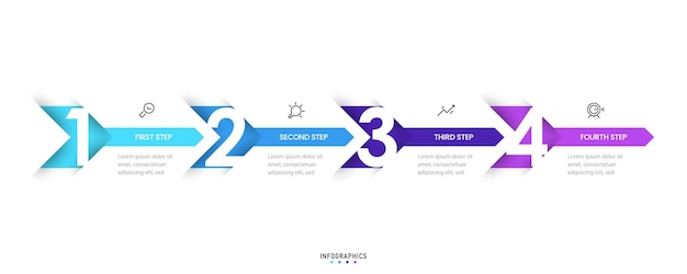Vektor Infographics mall för etikettdesign med ikoner och 4 alternativ eller steg Kan användas för process