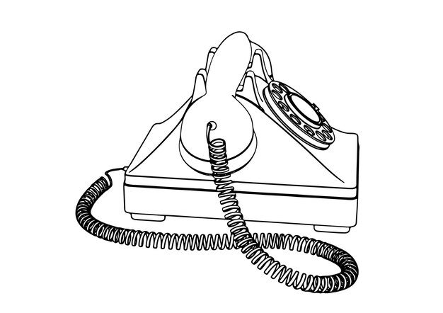 Vektor med teckning av en vintage-telefon