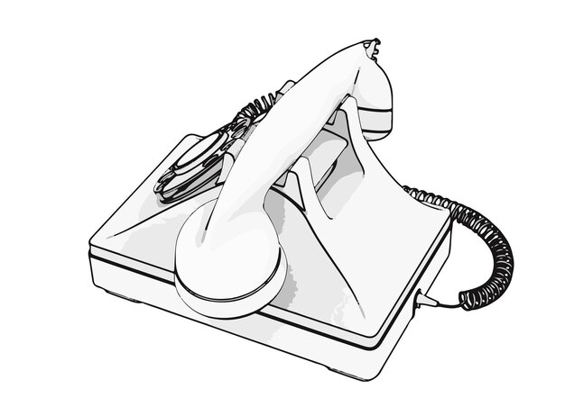 Vektor med teckning av en vintage-telefon