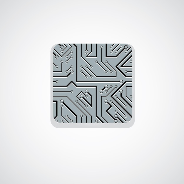 Vektor mikrochip design, cpu. Information kommunikation teknologi element, kredsløbskort i form af en firkant.