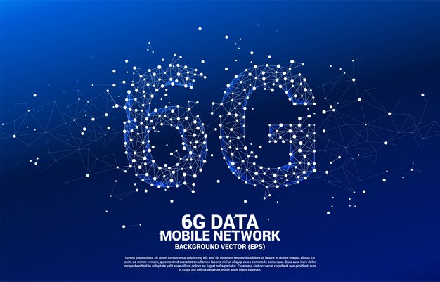 Vektor Polygon punktanslutningslinje formad 6G mobilnätverk. Koncept för mobiltelefon datateknik.