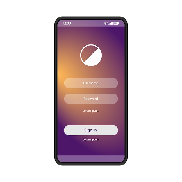 Vektor skabelon til smartphone side for tilmelding
