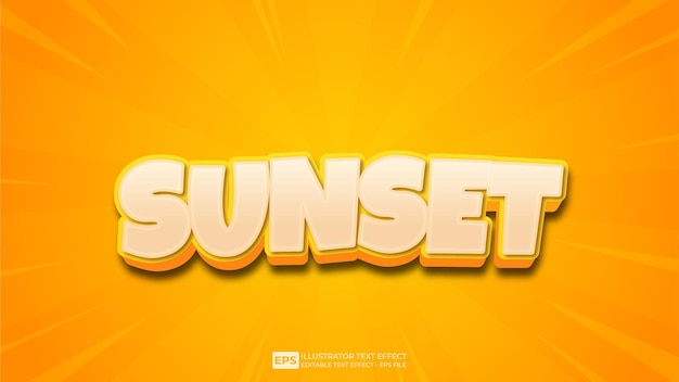 Vektor vektor 3d tekst solnedgang redigerbar tekst effekt skrifttype