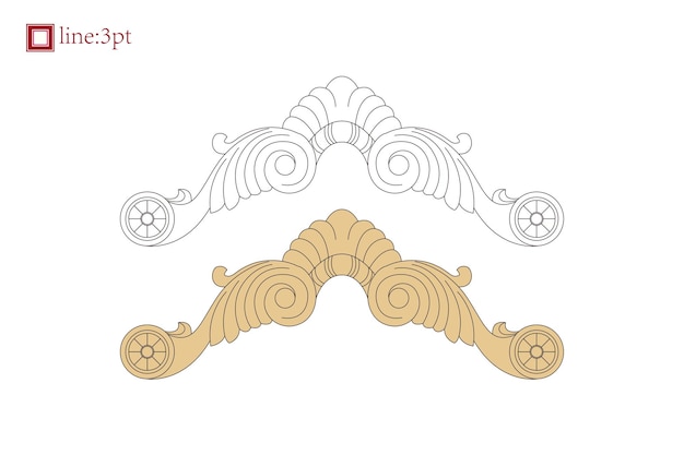 Vektör vintage spiral sarmaşık çiçekli dekoratif element barok süsleme