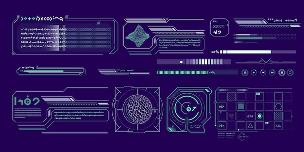 Vektordataelement för scifi-gränssnitt infografik