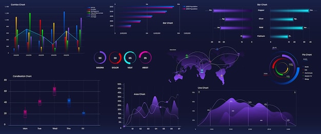 Vektorelement för företag för datavisualisering, infografik och färgglad diagramdesign