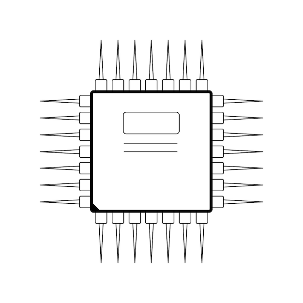 Vektorillustration af lineært mikroelektronisk kredsløb