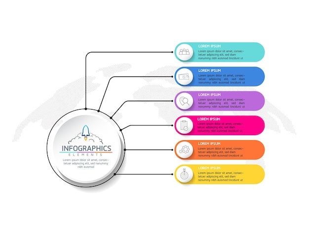 Vektorillustration, designmall för infografik, marknadsföringsinformation med 5 alternativ eller steg