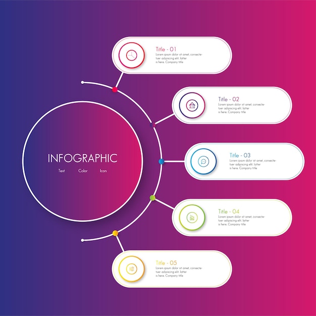 Vektorillustration med kreativ infografikskabelon, farverig infografik
